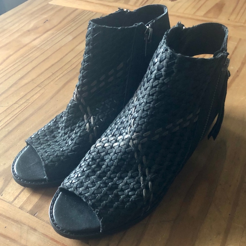 Sam Edelman Open Toe Woven Leather Bootie